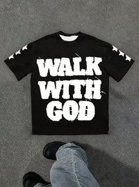 Personality Street Hip Hop Style Letter Pattern T-shirt Retro