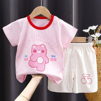 Children's Short-sleeved Suit Pure Cotton Clothing T-shirt Shorts Set
