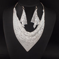 Oumei Liang Sequin Silk Scarf Design Collar Necklace Eardrops Suit