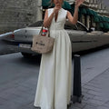 Versatile Solid-Color Zippered Sleeveless Patchwork Jumpsuit