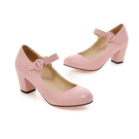 Buckle High Heels Spring Round Head Leisure Low Top Large Size Women's Shoes
