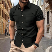 Chest Pocket Button Casual Short-sleeved Shirt
