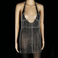 Women's Statement Tassel Rhinestone Maxi Dress Body Chain