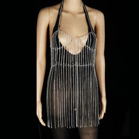 Women's Statement Tassel Rhinestone Maxi Dress Body Chain