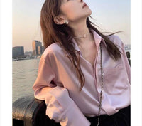 Women's Summer Design Sense Niche Acetate Satin Salt Shirt