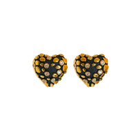 Gold Plating Silver Needle Zircon Dripping Oil Love Heart Earrings Autumn