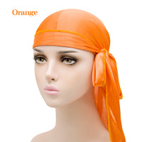 Unisex Satin Long Tail Headwrap  Stretchy Pirate Hat And Hip Hop Turban For Men And Women, Elastic Bandana Cap For Costume And Fashion