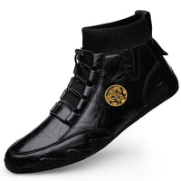 Real Leather With Fleece Lining Mid-top Wool Socks Mouth Octopus Leather Boots