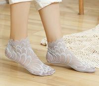Socks Women Short Cute Solid Color Cotton Bottom Breathable In Tube Mesh Lace Lace