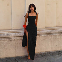 High-slit Fashionable Strap Maxi Dress