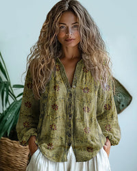 Women's 3D Printed Casual Floral Shirt