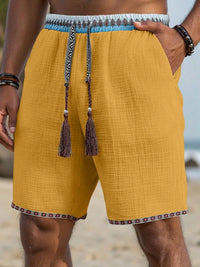 Loose-fitting Breathable Beach Pants With A Trendy Ethnic-style Drawstring Design