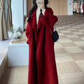 Women's Lace-up Long Elegant Woolen Coat