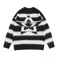American-style Vintage Striped Mink Sweater