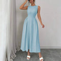 European And American-style Sleeveless Figure-flattering Waist-cinching Dress