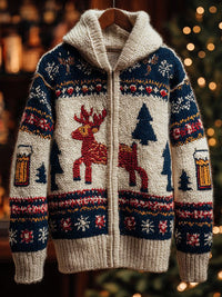 Christmas 3D Digital-Print Casual Zip-Up Hoodie