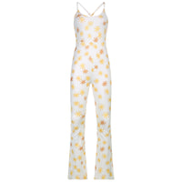 New Style European And American Printed Sling Split Jumpsuit