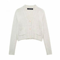 Women's Street Fashion V-neck Knitted Cardigan Coat