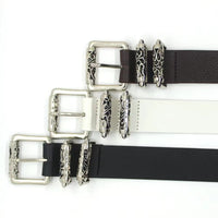 New Style Silver Alloy Carved Roller Hollow Crook Pin Buckle Belt