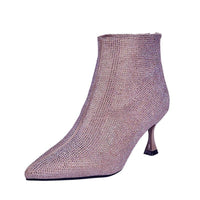 Women's Rhinestone Pointed Toe Stiletto Boots
