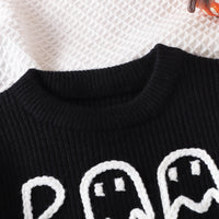 Boy's Cartoon Ghost Embroidered Long-sleeved Sweater