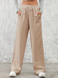 Sloppy-chic Ice-silk Draped Wide-leg Trousers