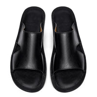 Mens Leather Non-slip Deodorant Slippers