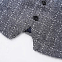 Mens Light Business Plaid Waistcoat And Dress Pants Two-Piece Suit