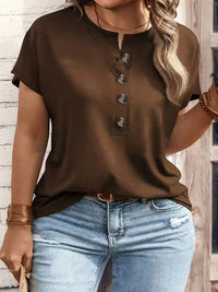 Spring Summer Womens Solid-Color Crewneck T-Shirt