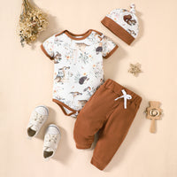 Newborn Short Sleeve Printed Casual Suit