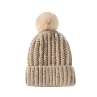 Fleece-lined Warm Fur Ball Adult Knitted Hat Autumn And Winter Women's Wool Single Ball Hat