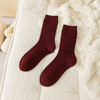 Japanese-style Solid-color Wool Socks For Women