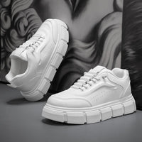 Mens Stylish Microfiber Chunky-soled Trendy All-match Casual Shoes