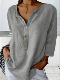 Solid Color Notched Collar Shirt Casual Button Shirt