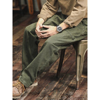 Retro Army Green Casual Pants Men's Loose Straight Cargo Pants