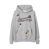 Badge Decoration Ripped Hoodie Sweater Men