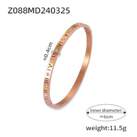 Retro Minority Unique Simple Jewelry Carved Roman Digital Design Diamond-embedded Titanium Steel Gold-plated Bracelet