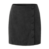 Fabric Button Zipper Short High Waist Slim Fit Pencil Skirt