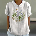 Foreign Trade Cross-border Women's Lapel Loose Casual Short Sleeve 3D Printed Pullover T-shirt