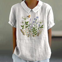 Foreign Trade Cross-border Women's Lapel Loose Casual Short Sleeve 3D Printed Pullover T-shirt