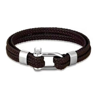 Stainless Steel Horseshoe Buckle Trendy Multi-layer Braided Leather Bracelet