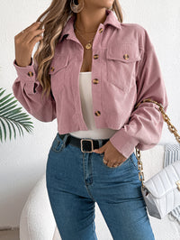 Casual Pocket Long Sleeve Corduroy Short Jacket Coat