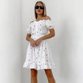 Off-shoulder Heart-print Floral Cardigan With Ruffled Hem Pure Cotton Womens Loungewear Nightgown