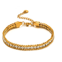 Single-sided Zircon-studded Chain Pearl Bracelet