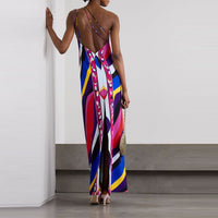Casual Intellectual Style Halterneck Printed Dress For Women