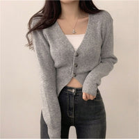 French-style Versatile Slim-fit Knit Cardigan For Petite Womenperfect For Fall And Winter