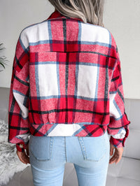 Plaid Lantern Sleeve Wool Coat Jacket
