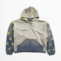 Bullet-hole Star Patchwork Hooded Sweatshirt With A Washed Vintage Finish