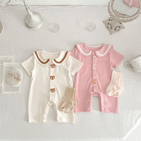 Baby Bear Rabbit Ear Jumpsuit Summer Sunken Stripe Cotton Going Out Clothes
