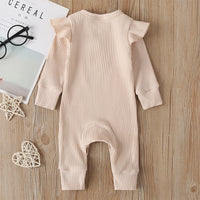 Baby Casual Rompers Jumpsuit Children's New Baby Sunken Stripe Girls' Long-sleeved Jumpsuit